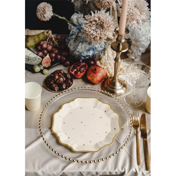 Tányéralátét gyöngyökkel átlátszó, átmérő kb. 32 cm