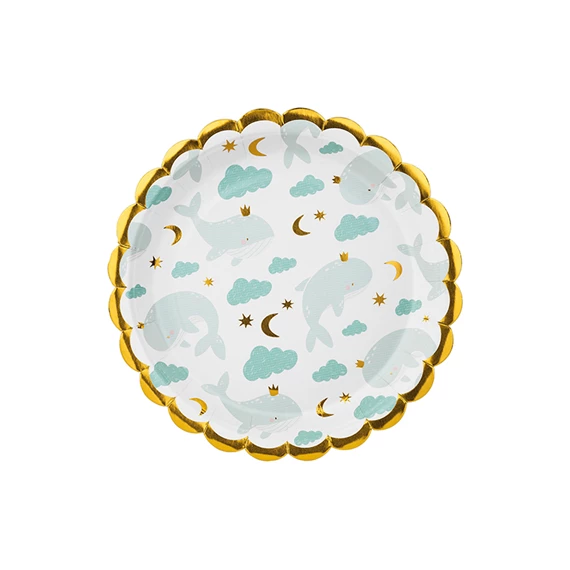 Papírtányér bálnák, mix, 18 cm S/6