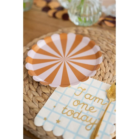 Papírtányér csíkos, vegyes, 21 cm S/6