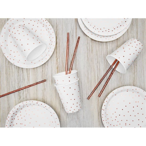 Papírtányér pöttyös fehér 18 cm S/6