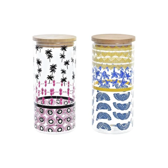 Tároló afrikai mintás 10x10x22 cm 1400 ml 2 féle