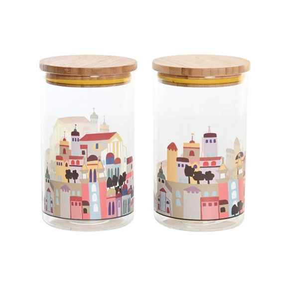 Tároló házakkal 10x10x17 cm 1000 ml 2 féle