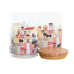 Tároló házakkal 10x10x17 cm 1000 ml 2 féle