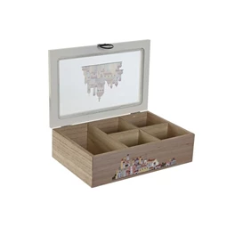 Teafilter tartó doboz házakkal 23x15x7 cm 2 féle