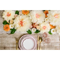 Papírdísz dekoráció virágok, krém, 30-20 cm S/5