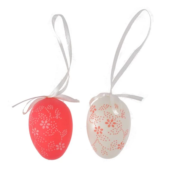 Tojás virág mintával, akasztós 6 cm S/6