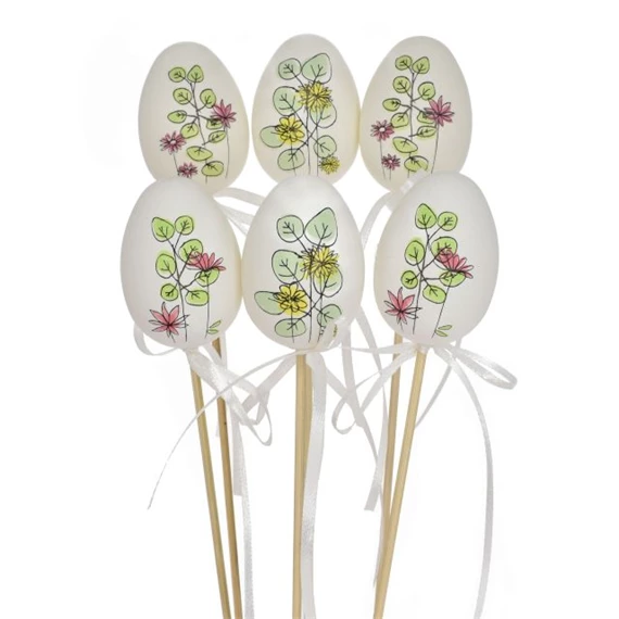 Tojás virággal, betűzős 6 cm S/6