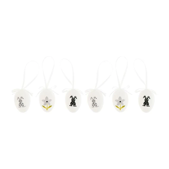 Tojás nyúllal, virággal, akasztós 5x3,5x35 cm S/12