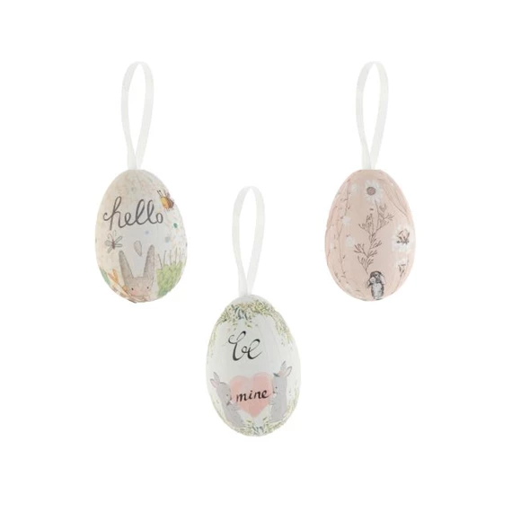 Tojás tavaszi mintával. akasztós 6 cm S/6