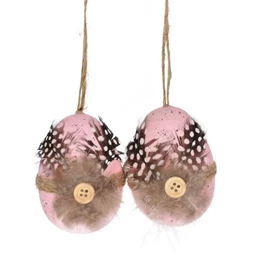 Tojás tollakkal, akasztós 8 cm S/2