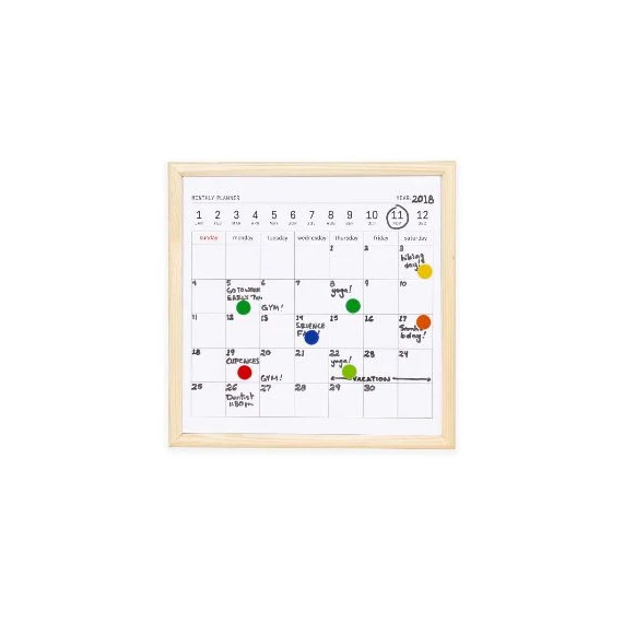 Törölhető tábla naptárral, mágneses, kicsi