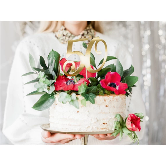 Tortadísz 50-es szám arany 20,5 cm