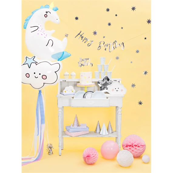 Tortadísz happy birthday ezüst 22,5 cm