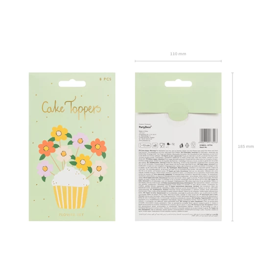 Tortadísz virágok, mix, 13 cm S/8