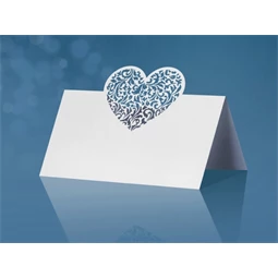 Ültetőkártya szív papír 10x6cm fehér S/10