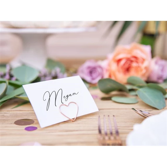 Ültetőkártya tartó szív 2,5 cm rosegold S/10