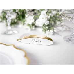 Ültetőkártyák tollak arany 10,5x3 cm S/10