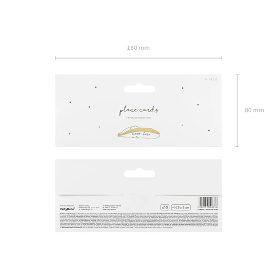 Ültetőkártyák tollak arany 10,5x3 cm S/10