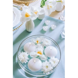 Úszógyertya matt fehér 8 cm S/4