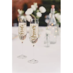 Üveg matrica bride & groom arany 7,5-8x4-4,5 cm S/2