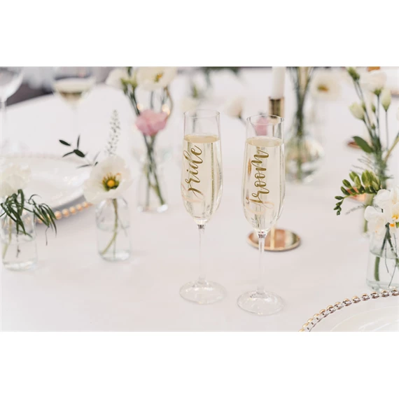 Üveg matrica bride & groom arany 7,5-8x4-4,5 cm S/2