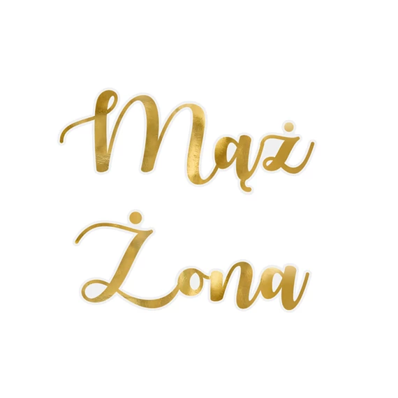 Üveg matrica férj és feleség arany 7,5-8x4-4,5 cm S/2