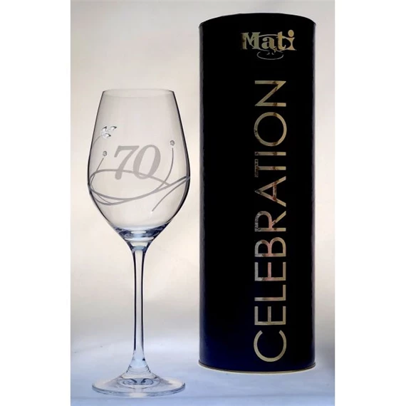 Boros pohár "Celebration 70 yr" felirattal, Swarovski kristállyal 360 ml 22,5x8 cm