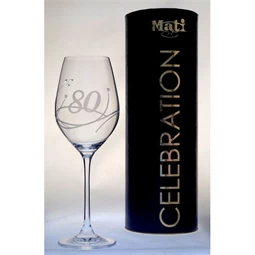 Boros pohár "Celebration 80 yr" felirattal, Swarovski kristállyal 360 ml 22,5x8 cm
