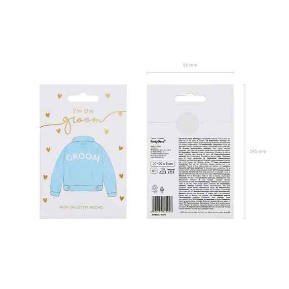 Vasalható matrica vőlegény fehér 30x6 cm