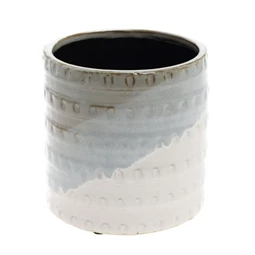 Váza dombor mintával kerámia 13,4x13,4x13,5 cm szürke, fehér