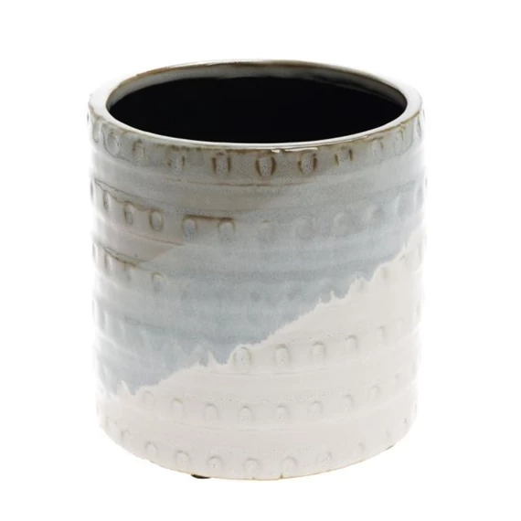 Váza dombor mintával kerámia 13,4x13,4x13,5 cm szürke, fehér