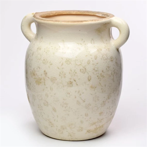 Váza füllel növény mintával 22,5x19,5x24,5 cm