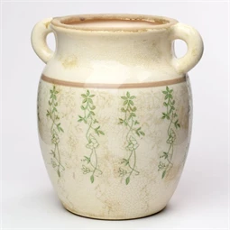 Váza füllel növény mintával 22,5x19,5x24,5 cm