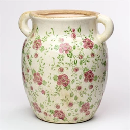 Váza füllel rózsa mintával 22,5x19,5x24,5 cm