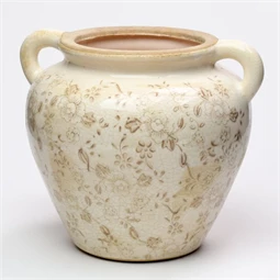 Váza füllel virág mintával 21x19x17 cm