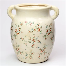 Váza füllel virág mintával 22,5x19,5x24,5 cm