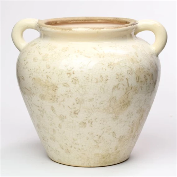 Váza füllel virág mintával 26,5x24x23,5 cm