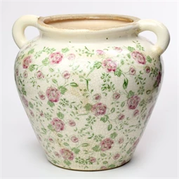 Váza füllel virág mintával 26,5x24x23,5 cm