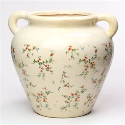 Váza füllel virág mintával 26,5x24x23,5 cm