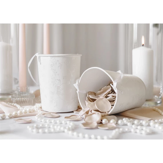 Vödör virágszirmokhoz, magasság kb. 13 cm, fehér